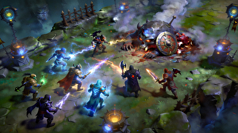 DOTA2 肉山巢穴附近视野争夺战，双方围绕肉山盾展开拉扯的高清画面