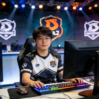 DOTA2 职业核心位选手头像，坐在比赛席上的正面照片